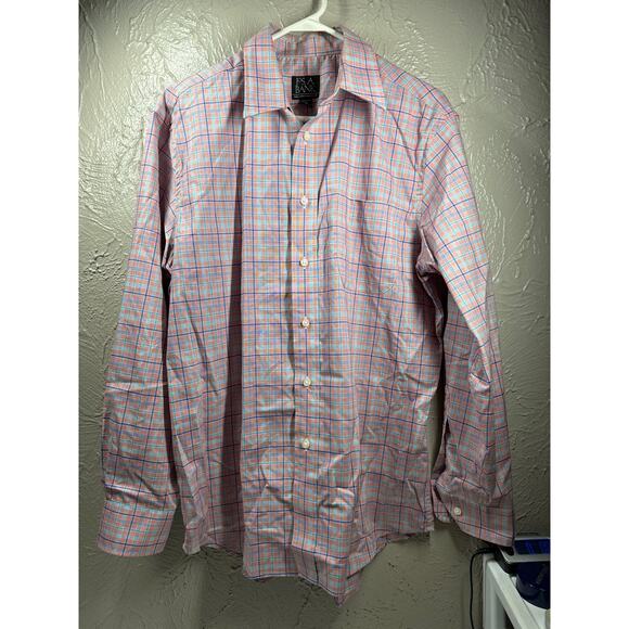 JOS A BANK Mens Executive Collection Tailored Fit Check Button Shirt Size Medium - Picture 1 of 4